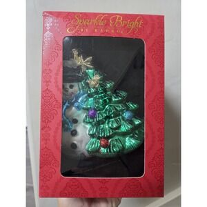 Christmas Christopher Radko Sparkle Bright Snowman and Christmas Tree Glass...